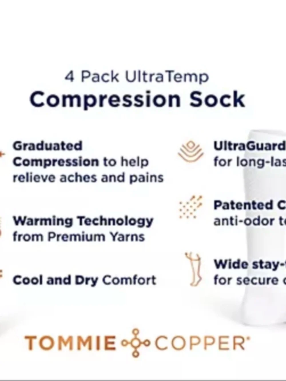 Tommie Copper  4pk Ultra Guard,  Ultratemp Ankle Compression Socks  Pink Stripe - Picture 6 of 6